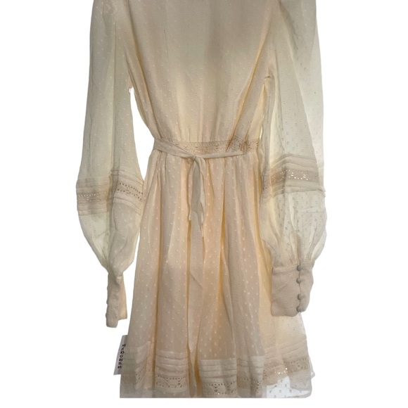 ASOS DESIGN *Brand New* Lace Insert Wrap Mini Dress Textured In Cream si… - Picture 10 of 12